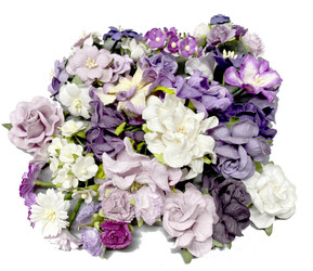 Zestaw kwiatów papierowych FIOLETY