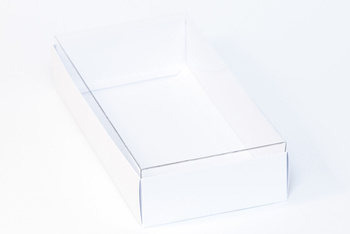 Pudełko na kartkę DL białe wysokie z przezroczystym wieczkiem GoatBox