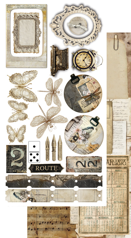 In silence - zestaw dodatków hobby i tagi 15x30cm