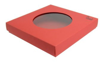 Pudełko na kartkę czerwone niskie większe koło GoatBox