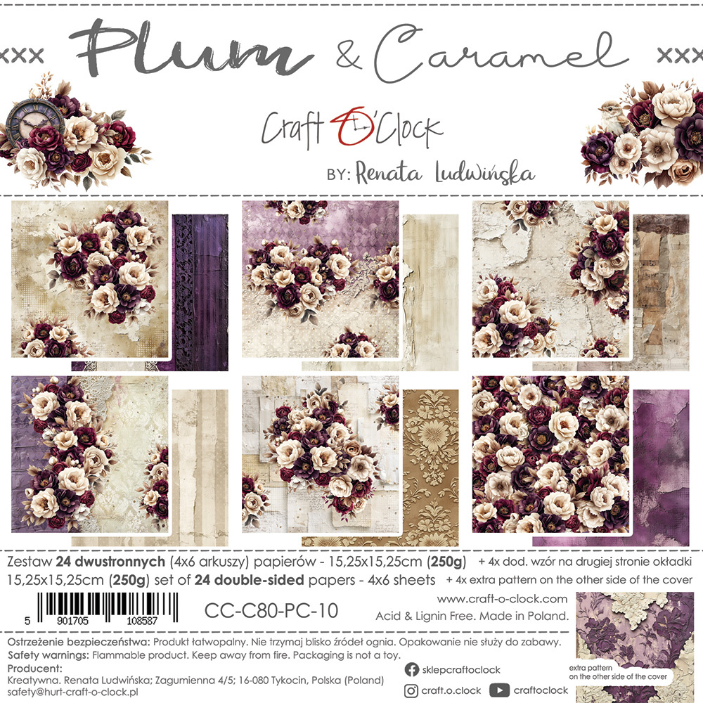 Plum & Caramel - zestaw papierów 15x15cm