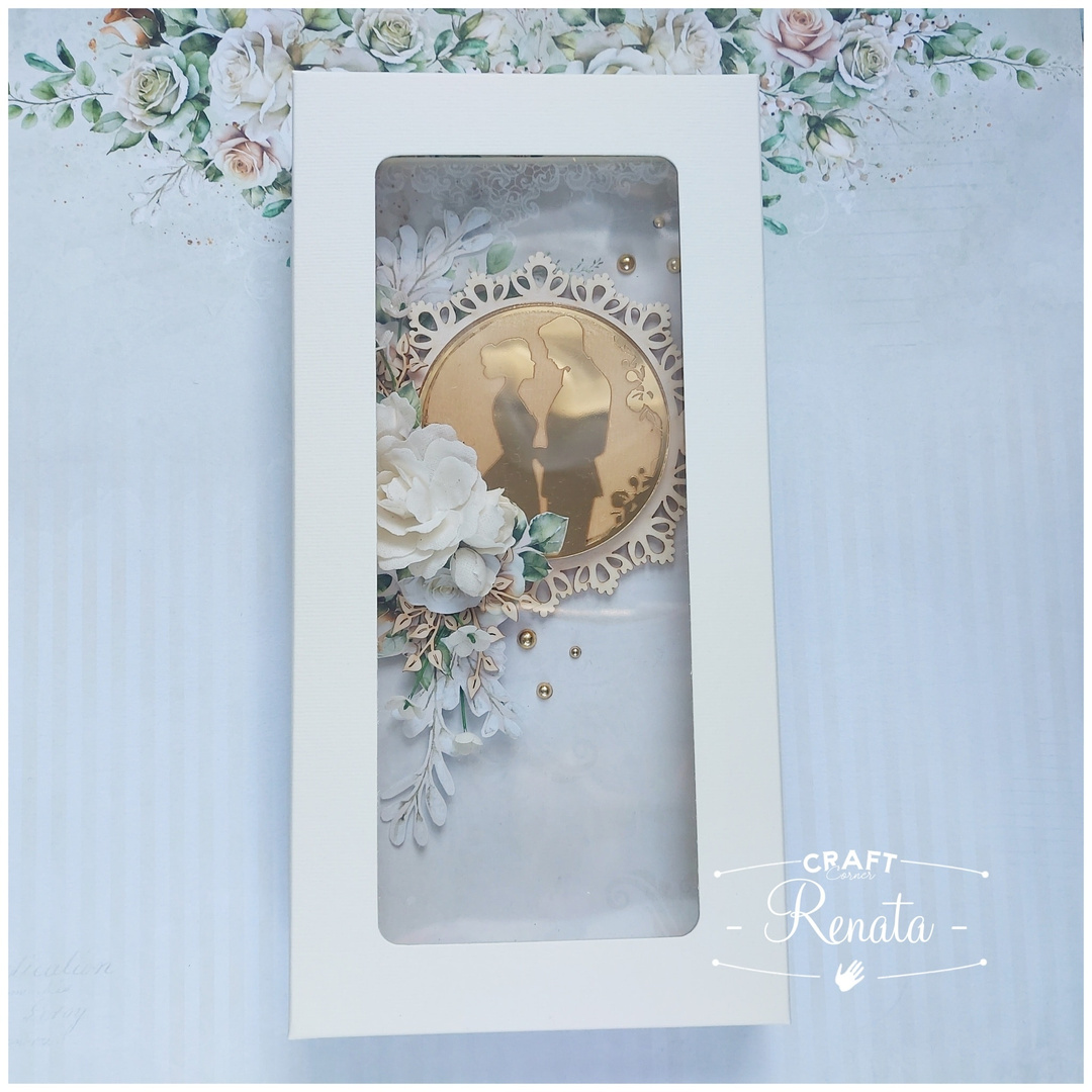 Pudełko na kartkę DL kremowe ecru niskie prostokąt GoatBox