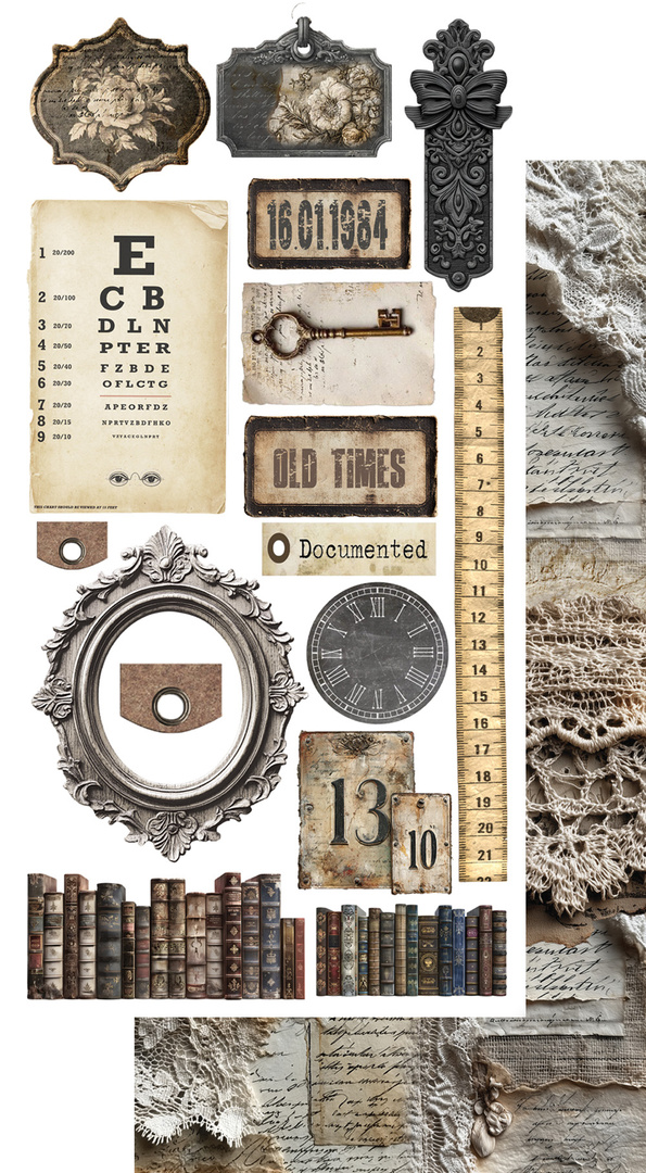 In silence - zestaw dodatków hobby i tagi 15x30cm