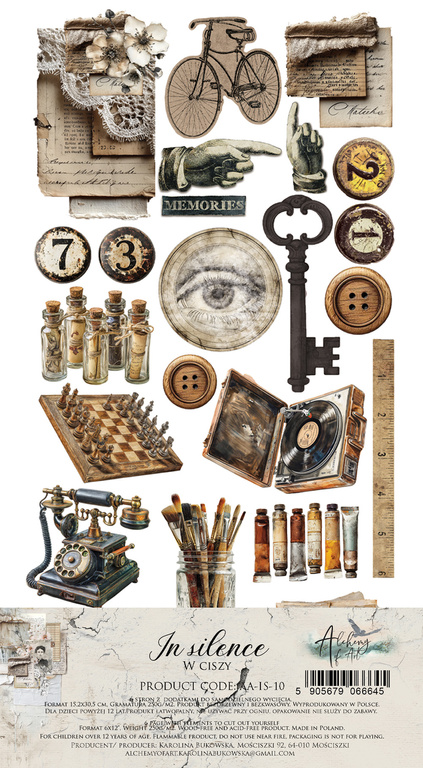 In silence - zestaw dodatków hobby i tagi 15x30cm