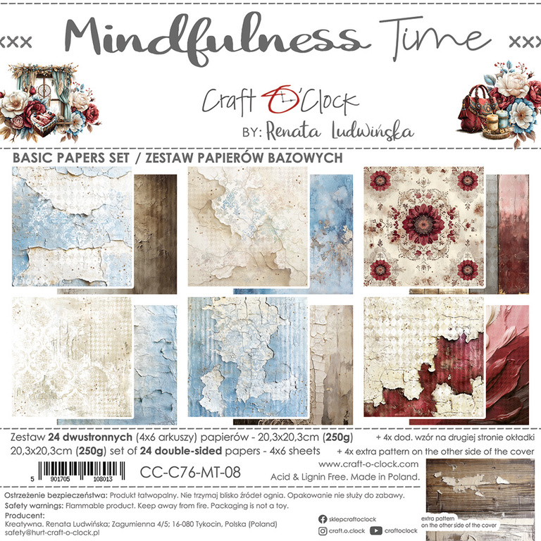 Mindfulness Time - zestaw papierów bazowych 20x20cm