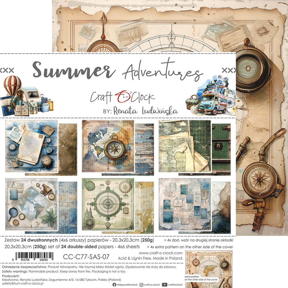 Summer Adventures - zestaw papierów 20x20cm