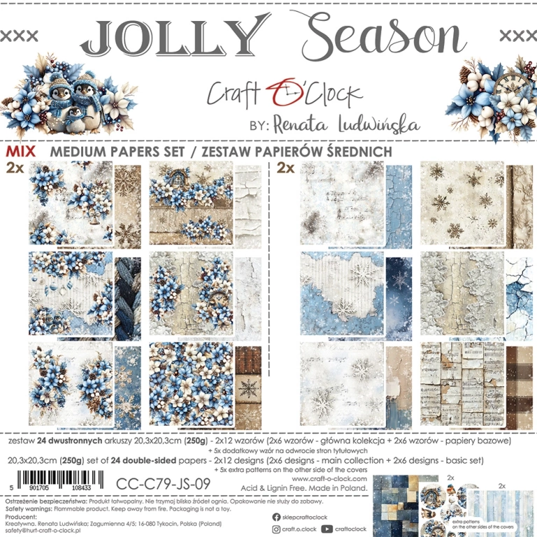 Jolly Season - zestaw papierów Mix 20x20cm