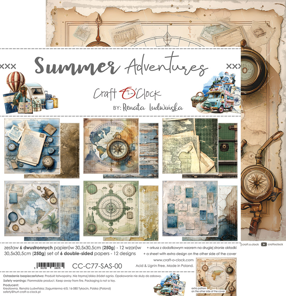 Summer Adventures - zestaw papierów 30x30cm