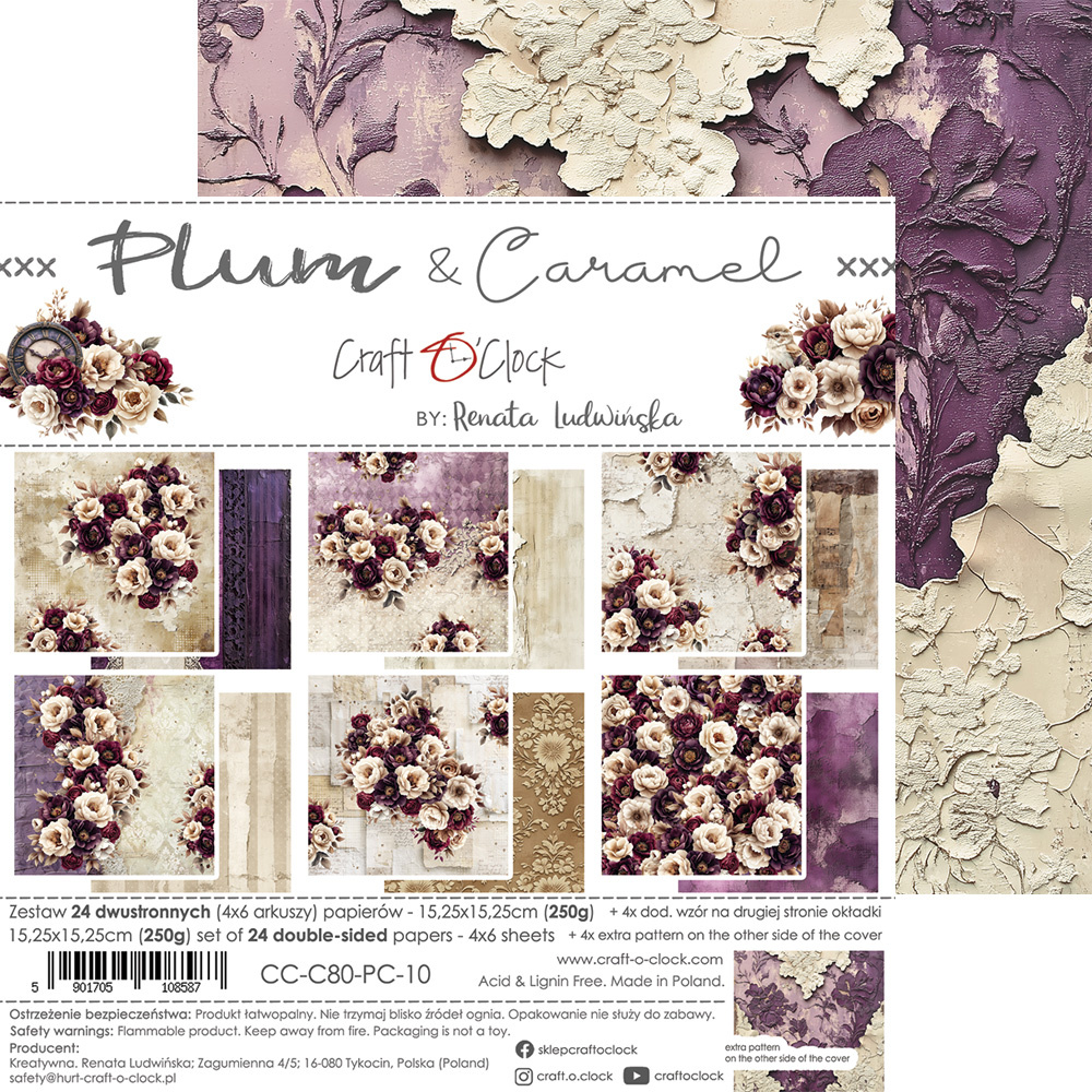 Plum & Caramel - zestaw papierów 15x15cm