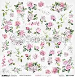 arkusz do wycinania Pink Roses Flowers