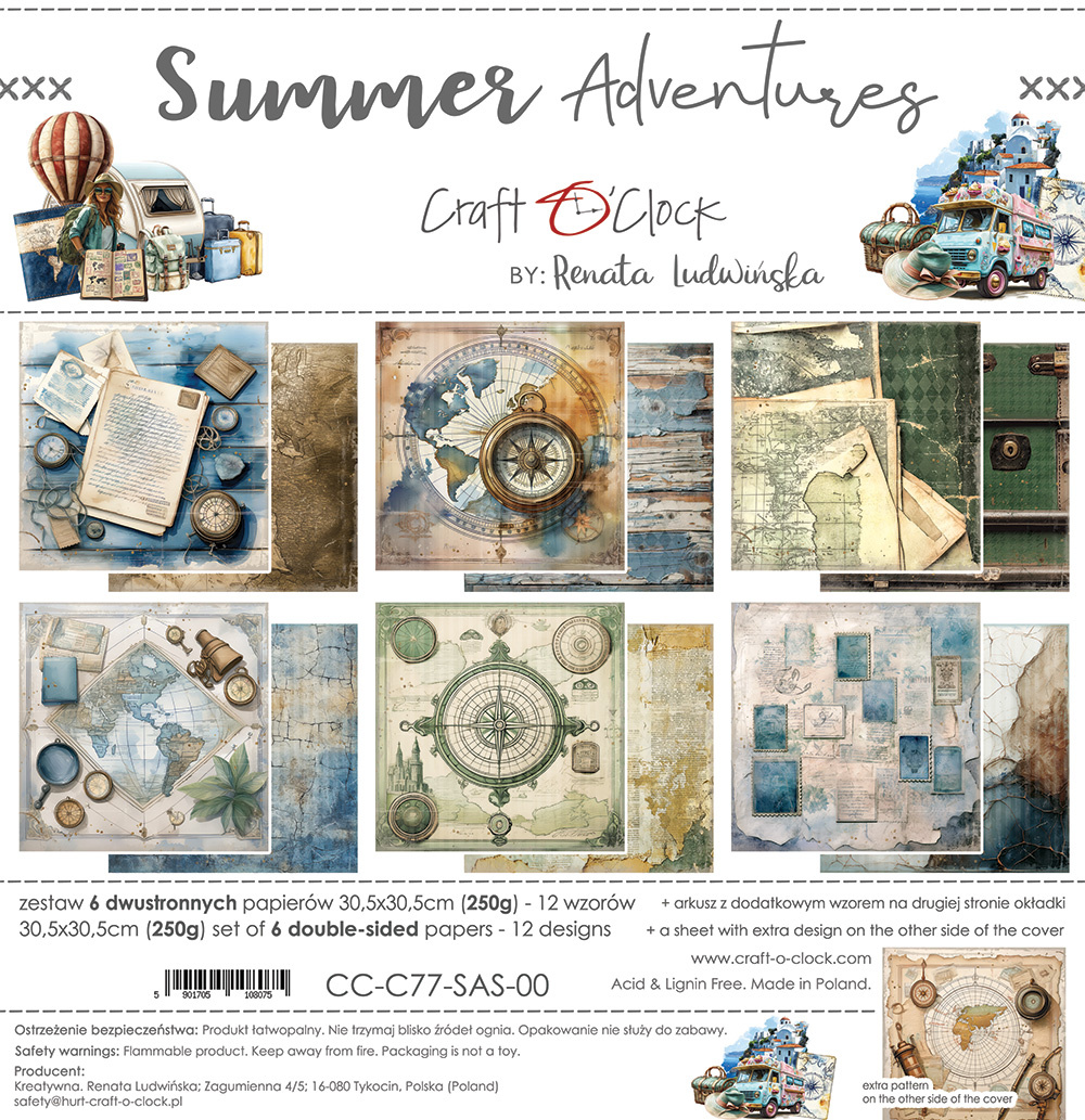 Summer Adventures - zestaw papierów 30x30cm