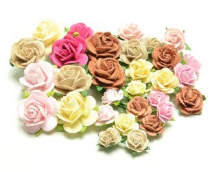 Brązowe różowe kremowe róże 30szt