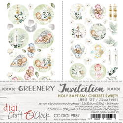 Greenery Invitation - zestaw etykiet Chrzest Święty
