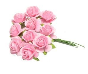 różowe róże - 10szt 15mm