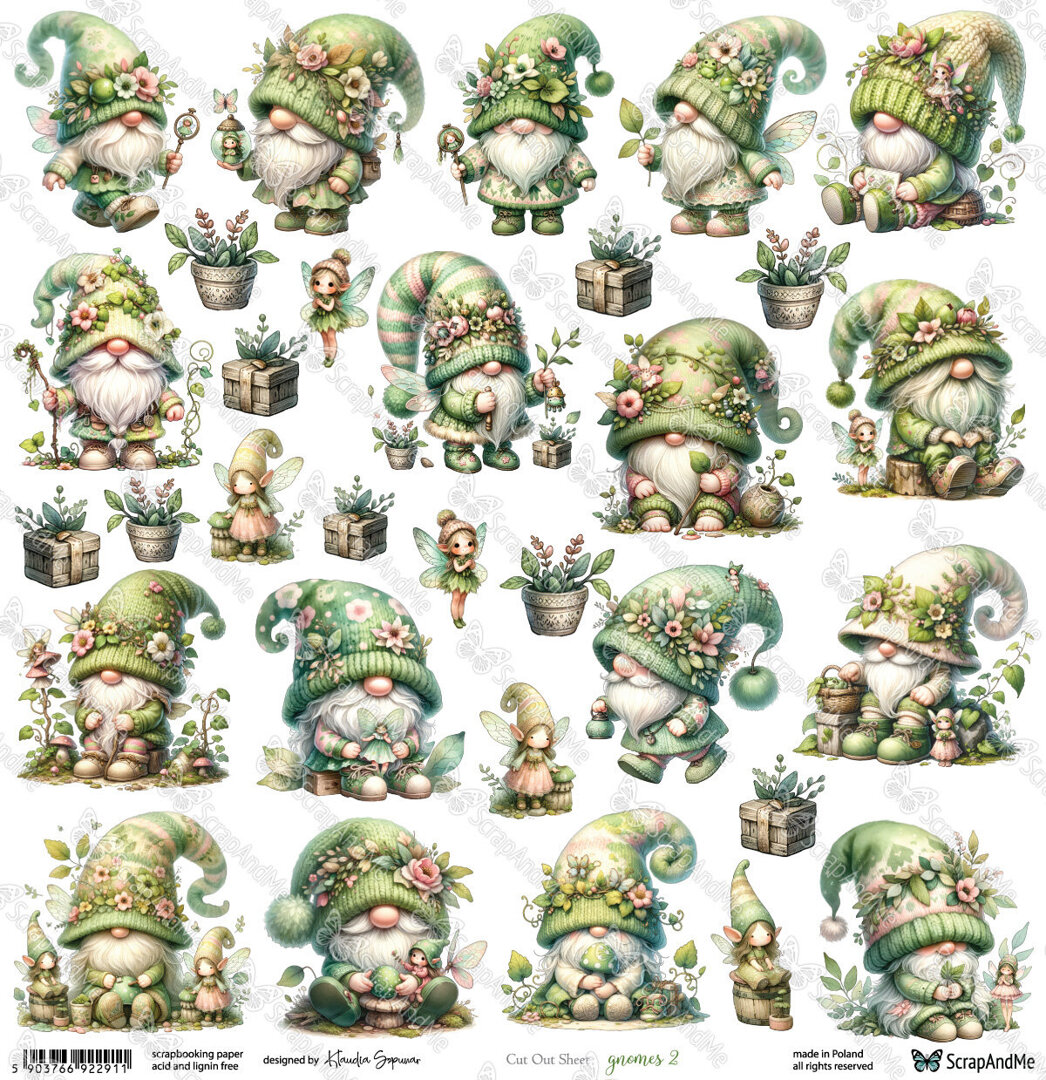 Arkusz do wycinania White Roses Gnomes 2