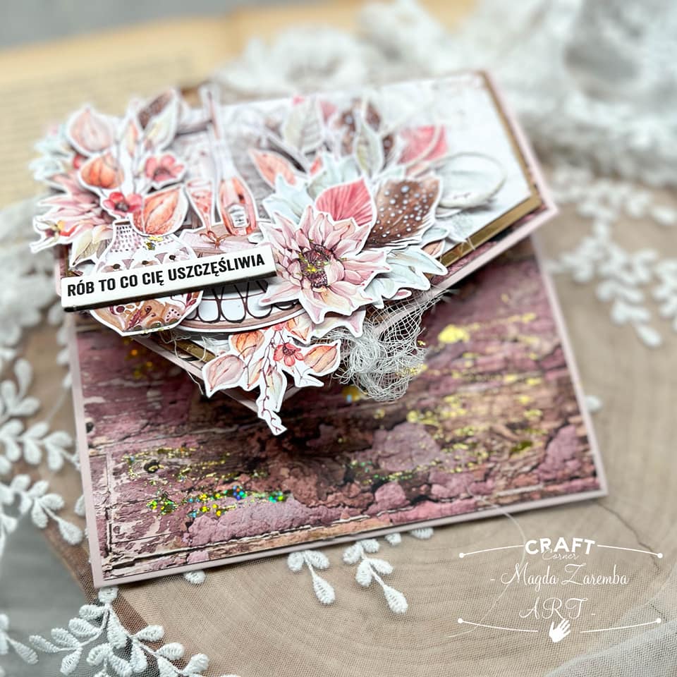 Baza kartki KOPERTÓWKA róż pastelowy GoatBox 15cm
