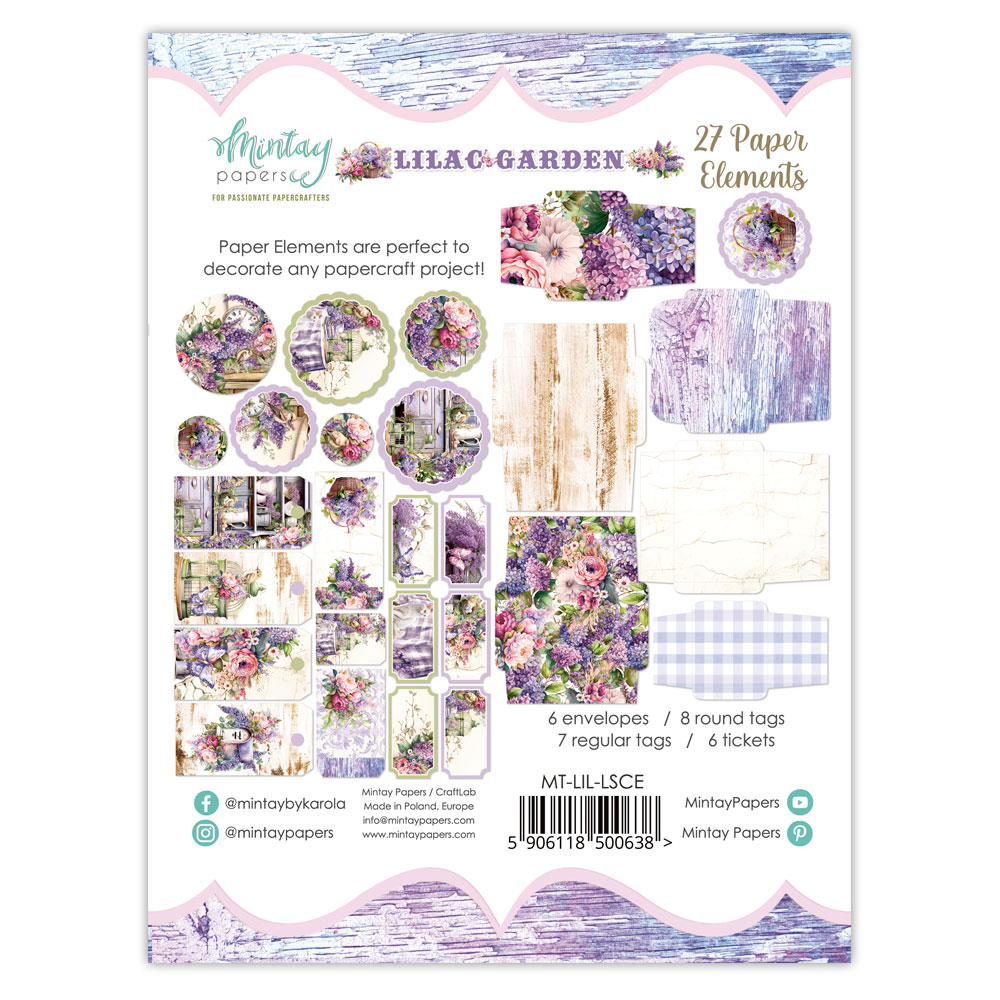 Mintay -Lilac Garden- zestaw kopert i tagów