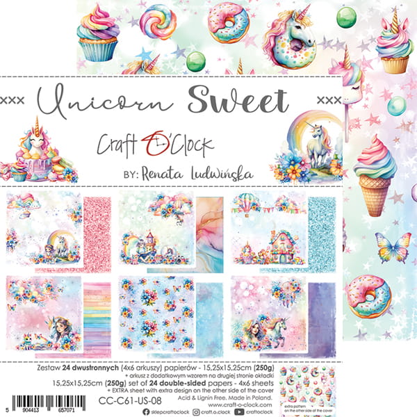Unicorn Sweet - zestaw papierów 15,25x15,25