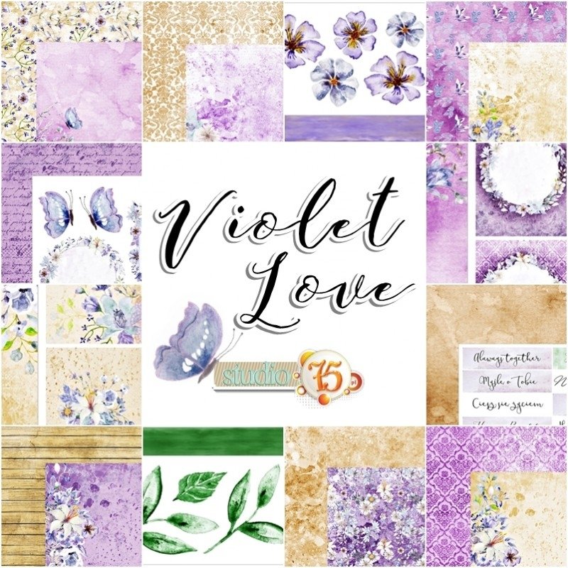 Violet love zestaw papierów 12 elementów 30,5x30,5cm