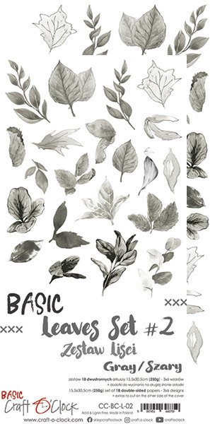 Zestaw liści #2 BASIC dodatki do wycięcia szare