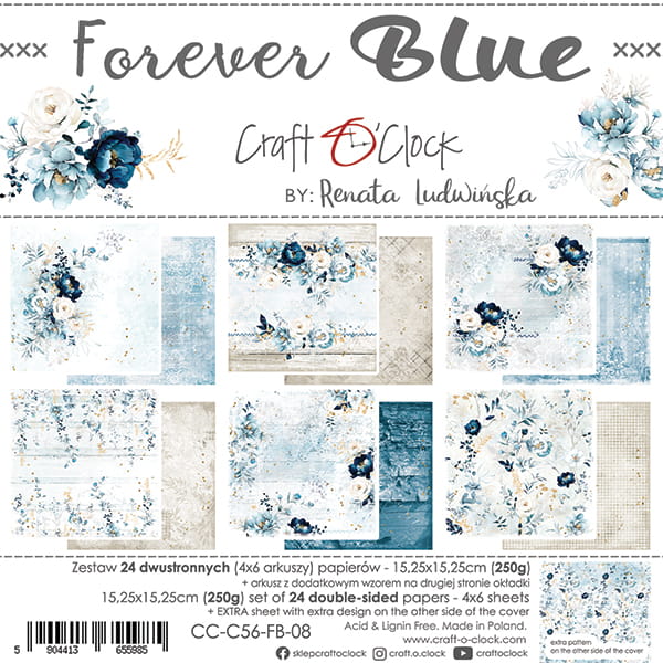 Forever Blue - zestaw papierów 15,25x15,25
