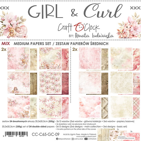 Girl&Curl - zestaw papierów mix 20x20