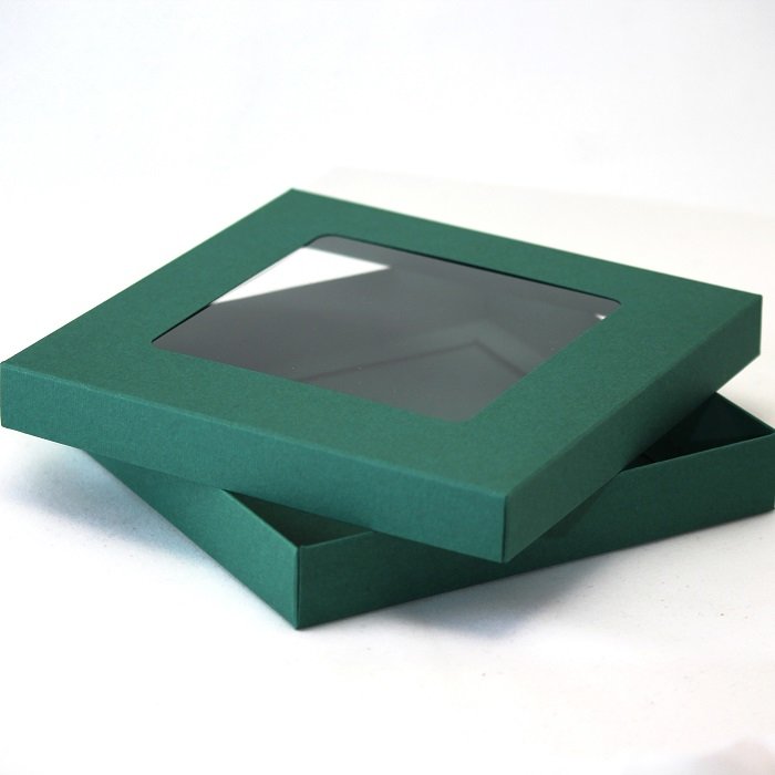 Pudełko na kartkę  ciemnozielone większe kwadrat GoatBox