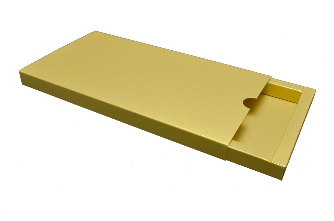 Pudełko szufladkowe na voucher złote perłowe GoatBox