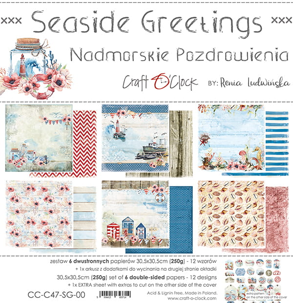 Seaside Greetings - Nadmorskie Pozdrowienia - zestaw papierów 30,5x30,5