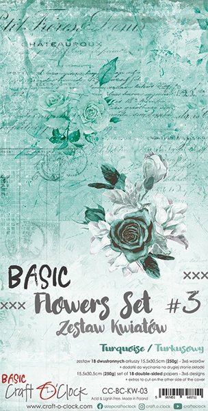 Zestaw kwiatów #3 BASIC dodatki do wycięcia turkus